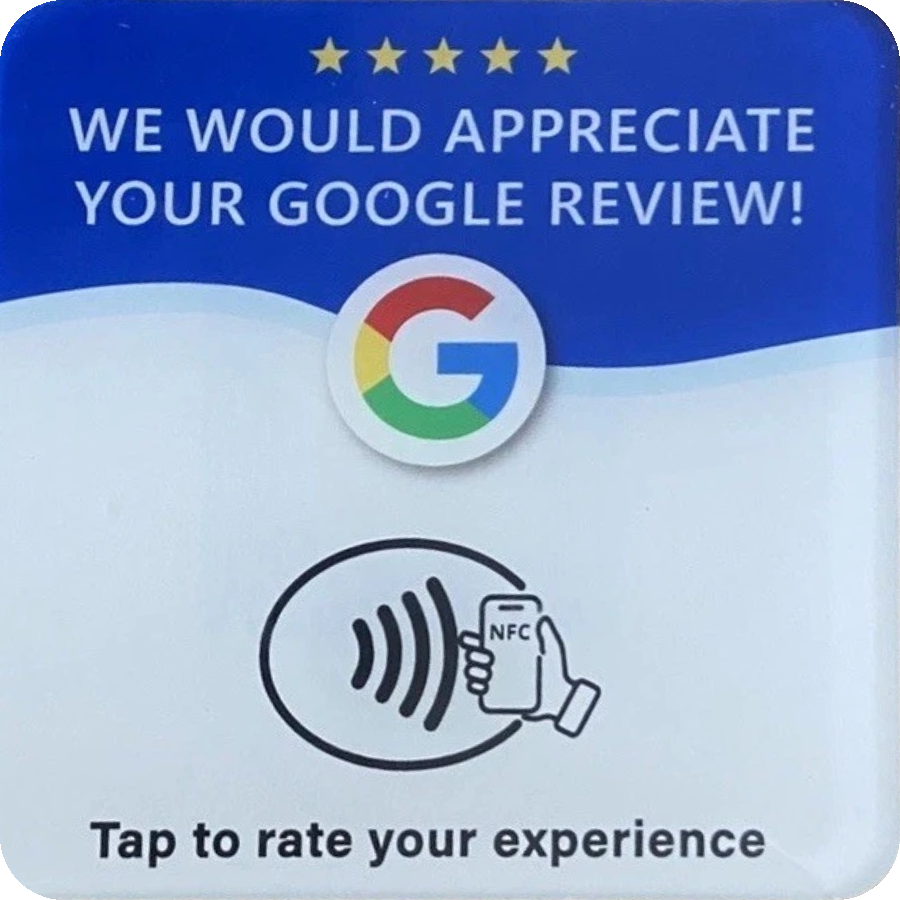 Google review NFC card — we would appreciate your Google review, tap to rate your experience